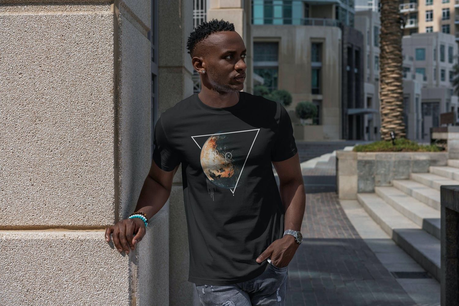 T恤样机非洲男子 T-Shirt MockUp African Men插图10
