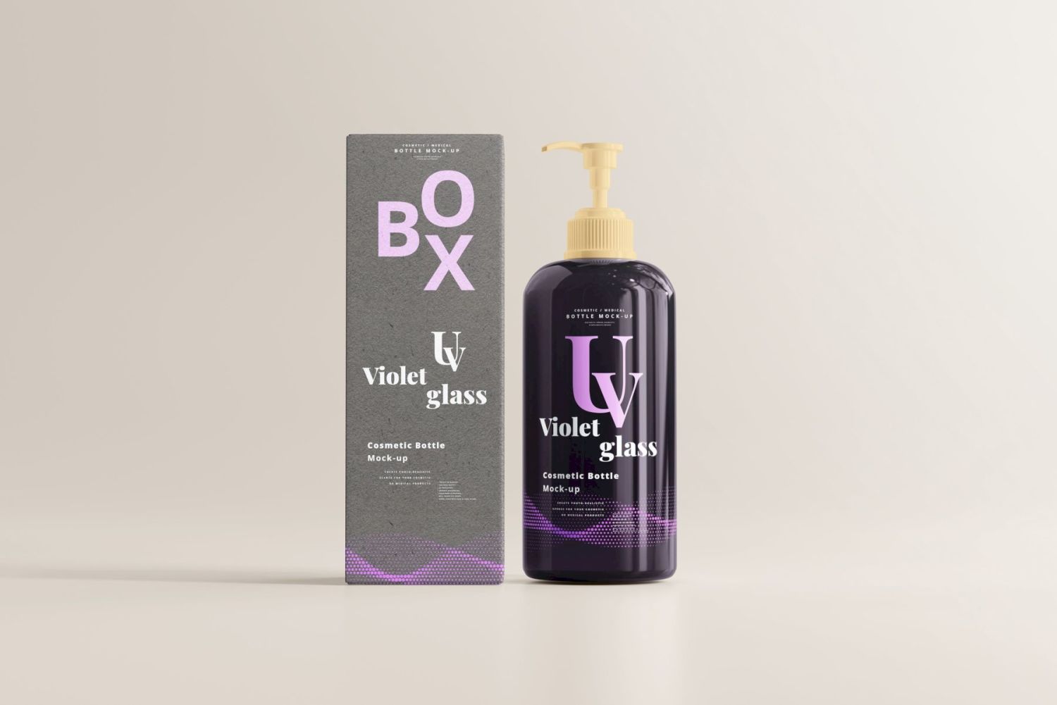 蓝紫色玻璃（UV玻璃）化妆品瓶样机包 Violet Glass Mock-up Bundle插图112