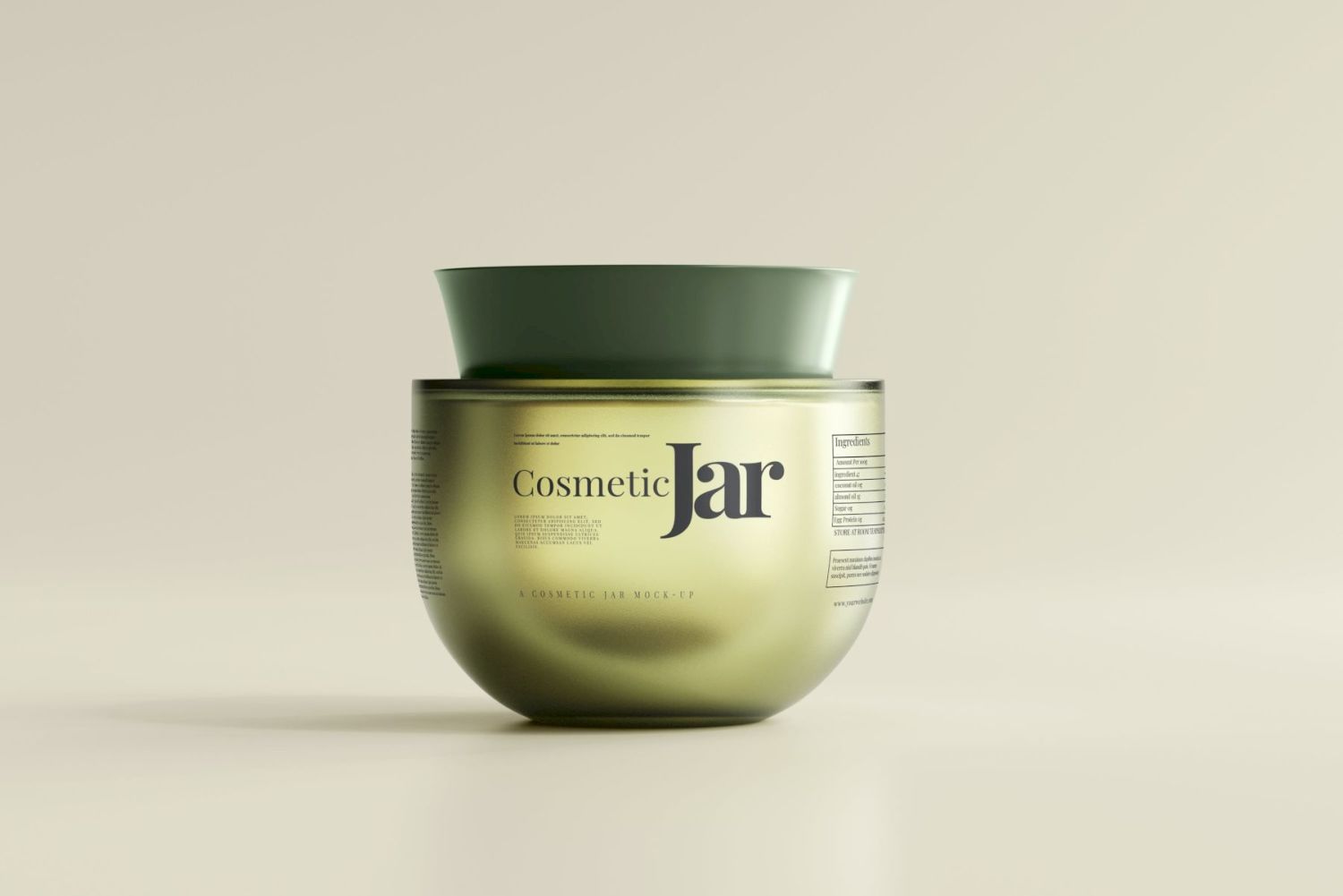 带盒子的玻璃化妆品罐样机 Glass Cosmetic Jar Mockup插图1