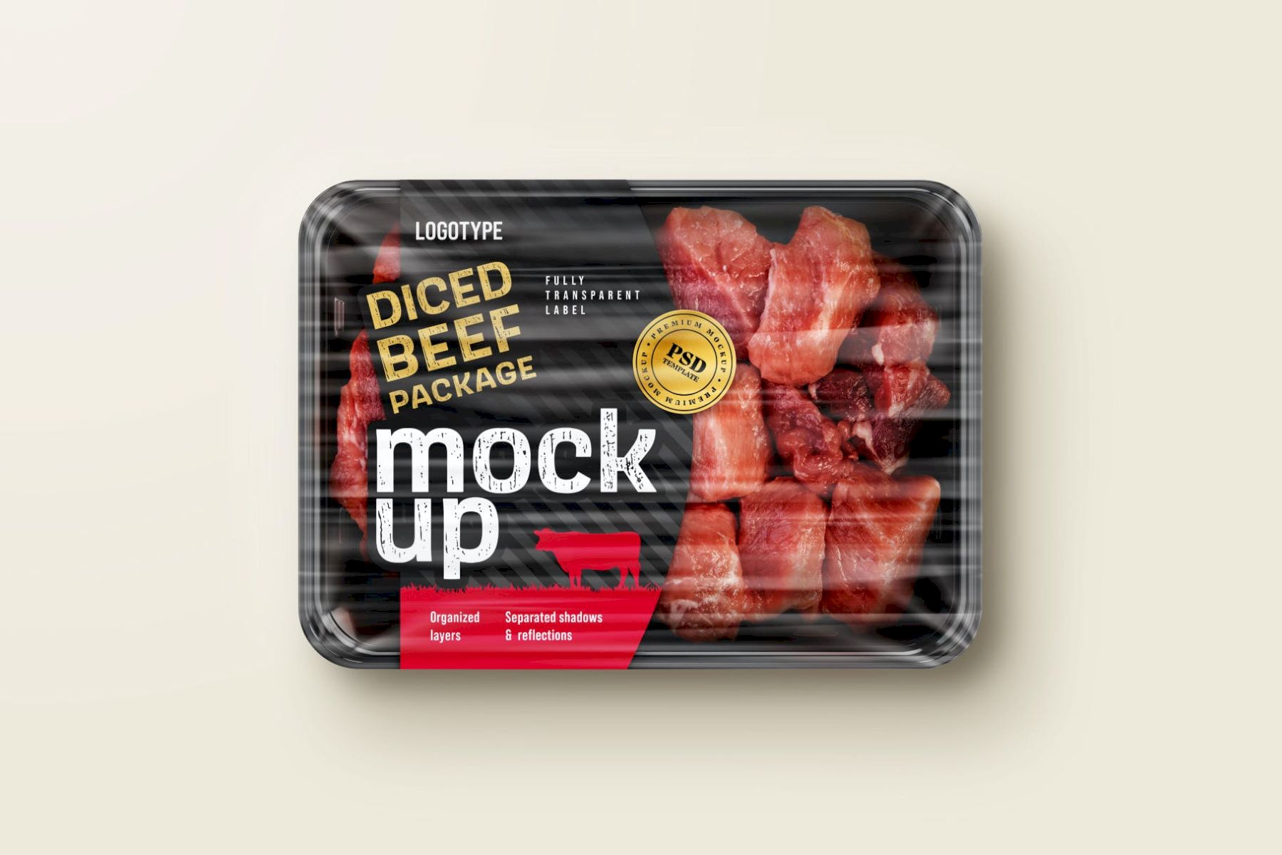 生牛肉包样机套装 Raw Beef Package Mockup Set插图3