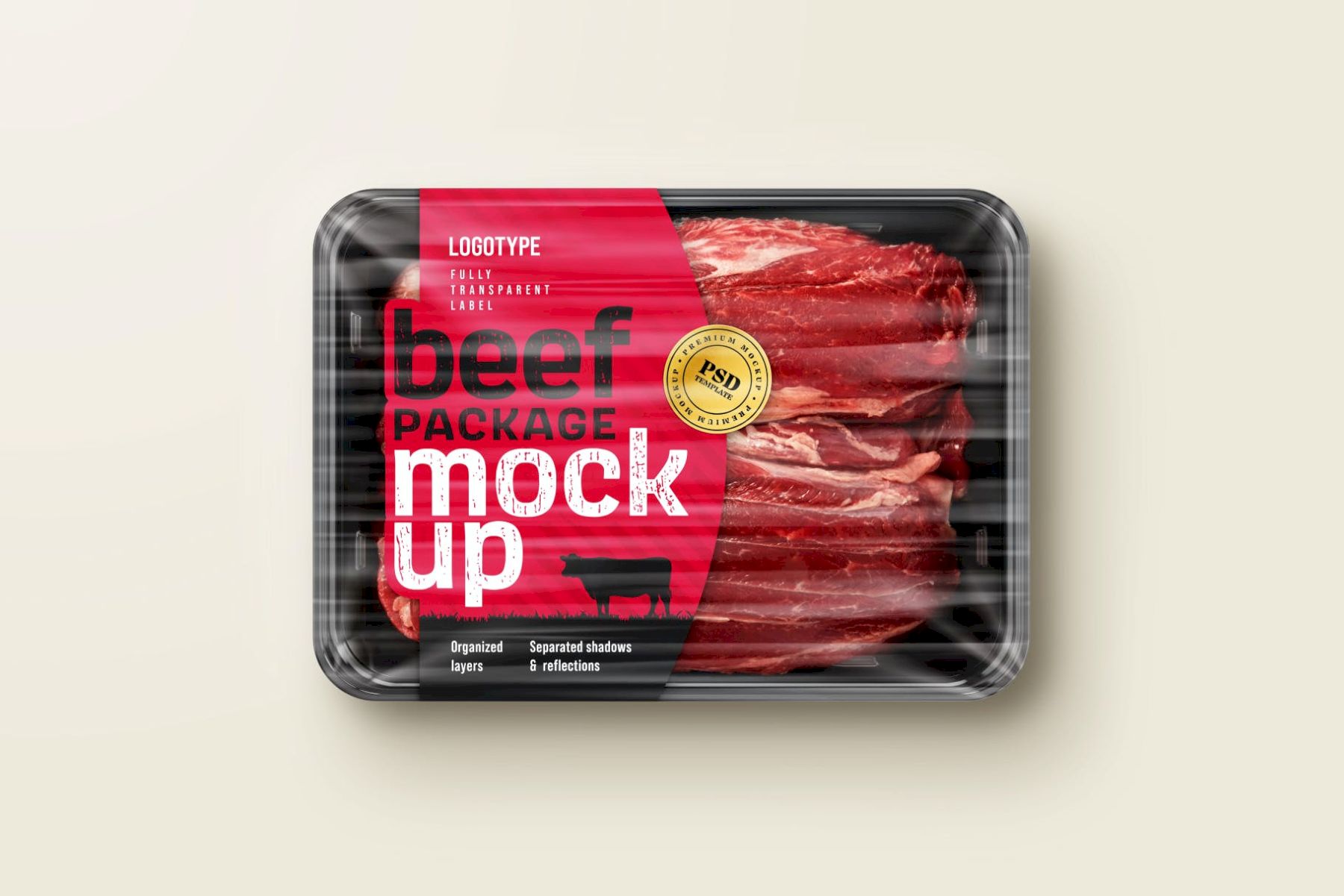 生牛肉包样机套装 Raw Beef Package Mockup Set插图2