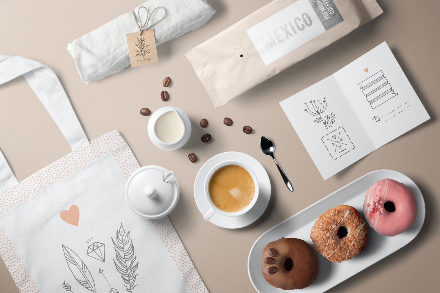 食品包装咖啡样机场景插图