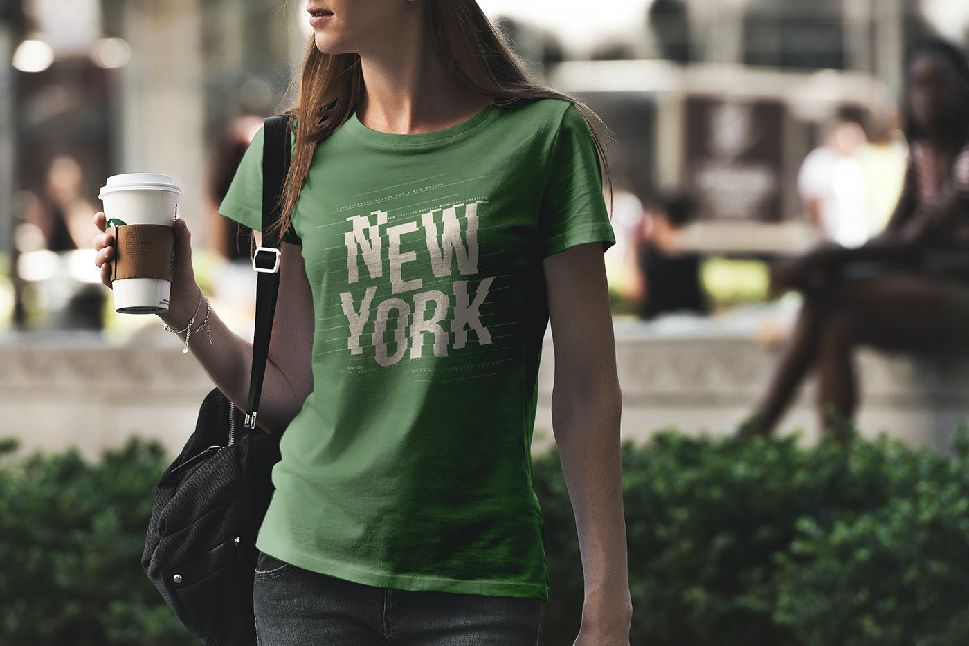 T恤样机女模特纽约场景 16插图