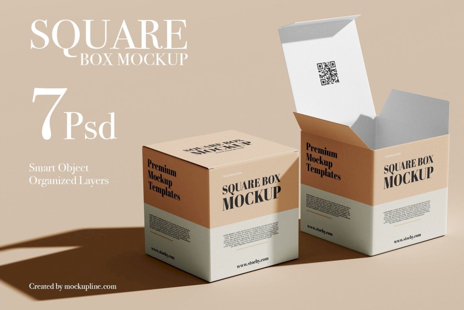 方盒样机集 Square Box Mockup Set插图