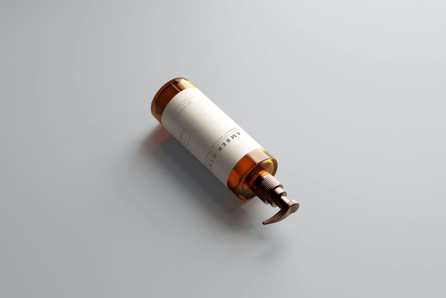 琥珀色玻璃泵瓶样机 Amber Glass Pump Bottle Mockups插图5