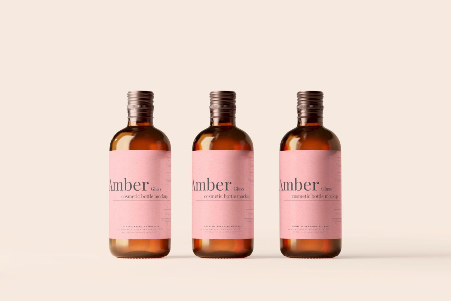 琥珀色玻璃瓶样机 Amber Glass Bottle Mockups插图2
