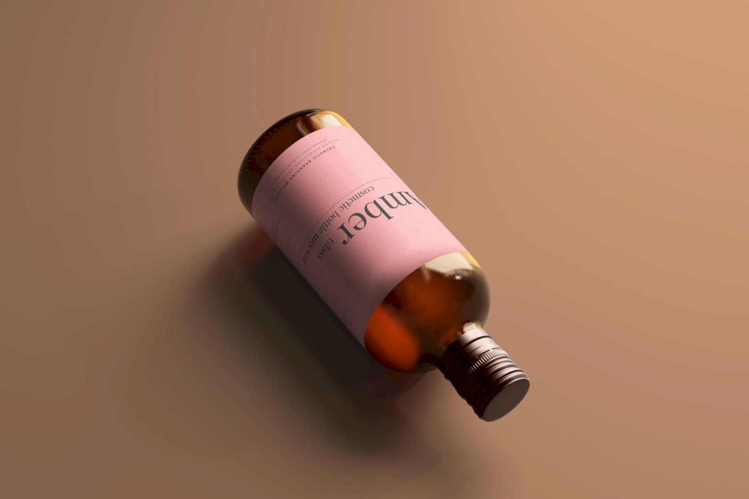 琥珀色玻璃瓶样机 Amber Glass Bottle Mockups插图1