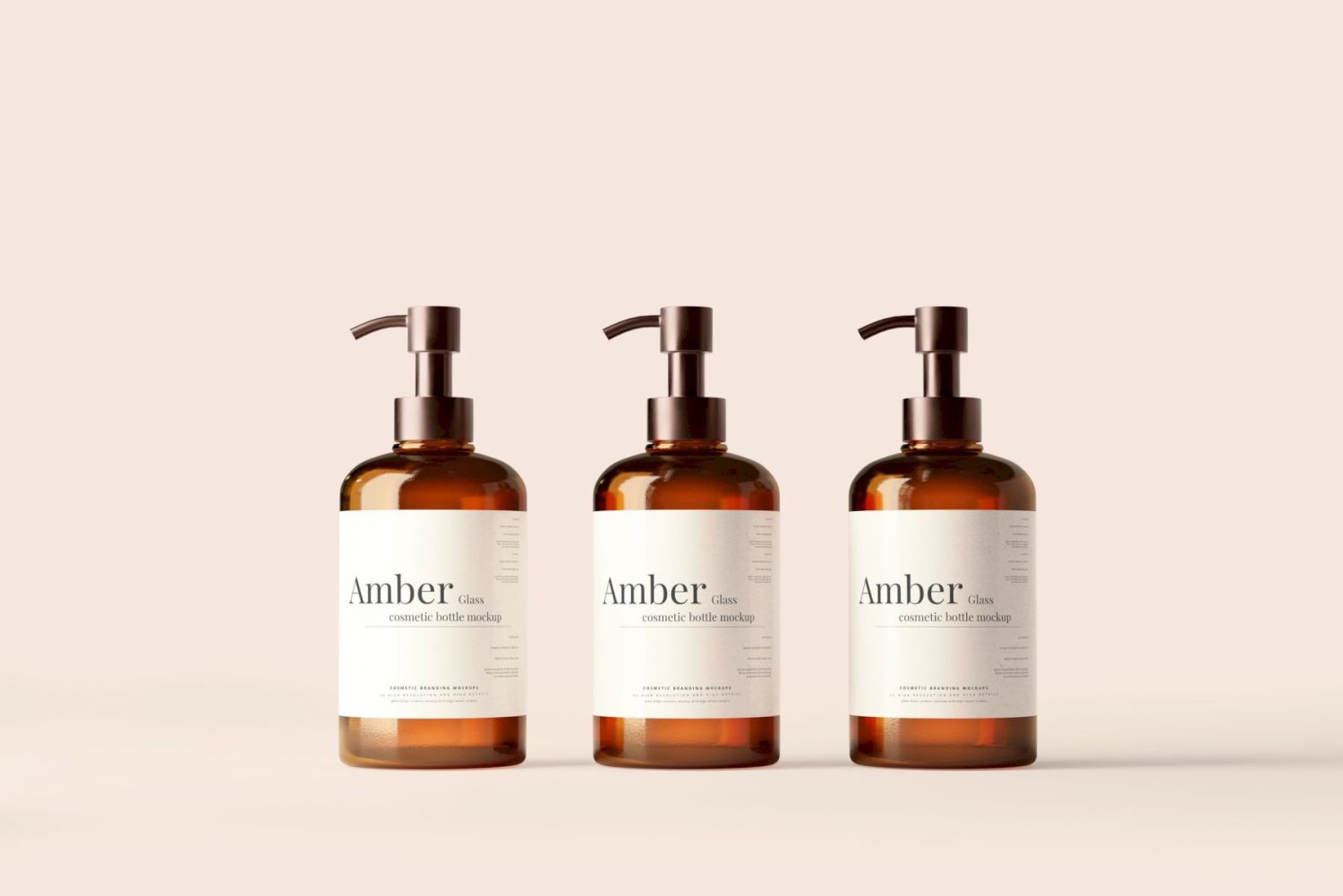 琥珀色玻璃泵瓶样机 Amber Glass Pump Bottle Mockups插图2