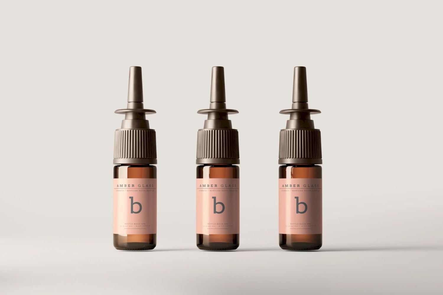 琥珀色玻璃鼻喷雾瓶样机 Amber Glass Nasal Spray Bottle Mockups插图17