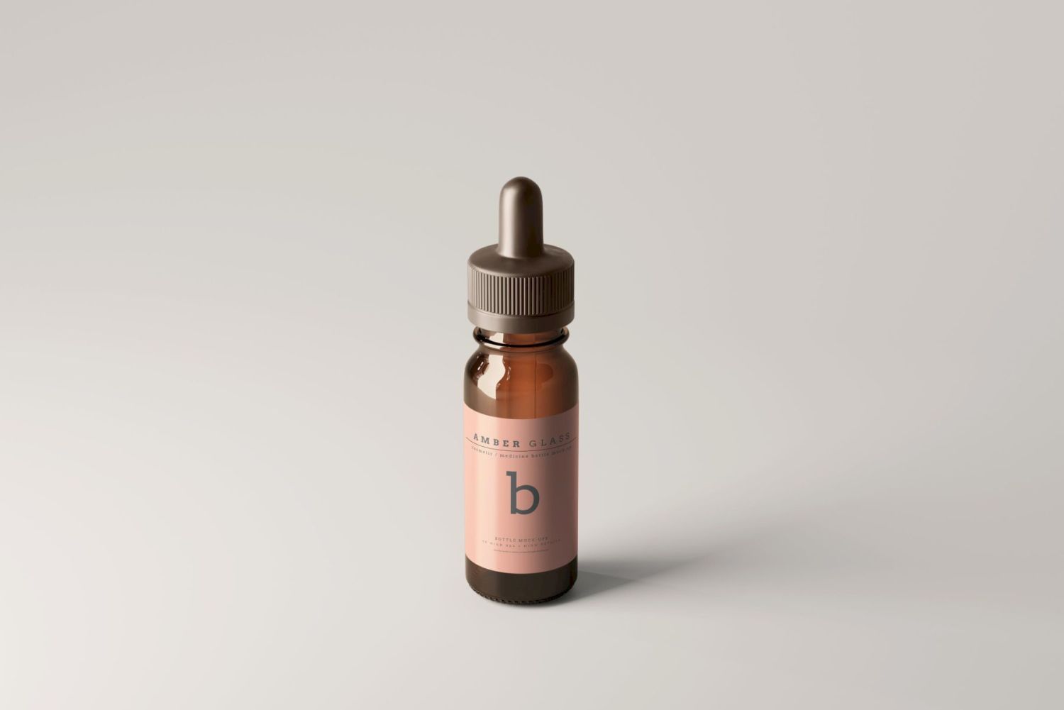 琥珀色玻璃滴管瓶样机 Amber Glass Dropper Bottle Mockups插图1