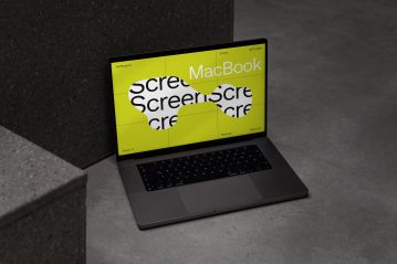 混凝土背景Minimal MacBook Pro样机 – 2_037